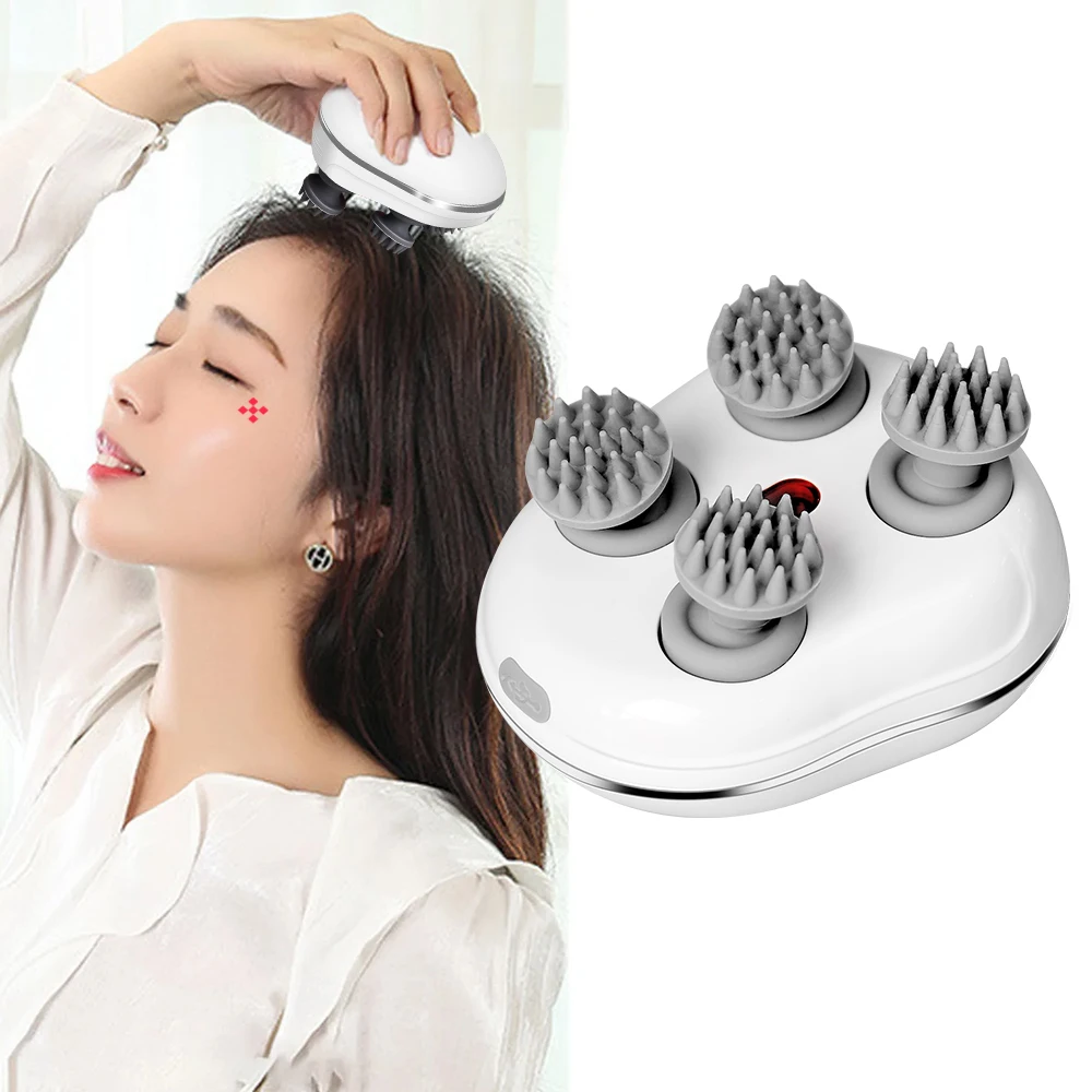 

Portable Scalp Head Massager 3 Adjustable Speed Levels Soft Silicone Deep Kneading for headache Pressure Hair Care Relax Tool