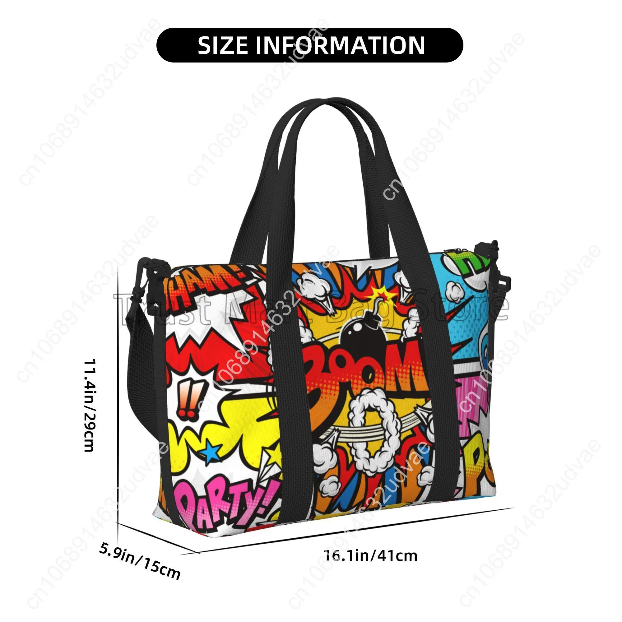 American Comic Book Collection Pop Art Print Hand Travel Bag Multipurpose Weekender Bags Waterproof Luggage Bag for Sports Gym