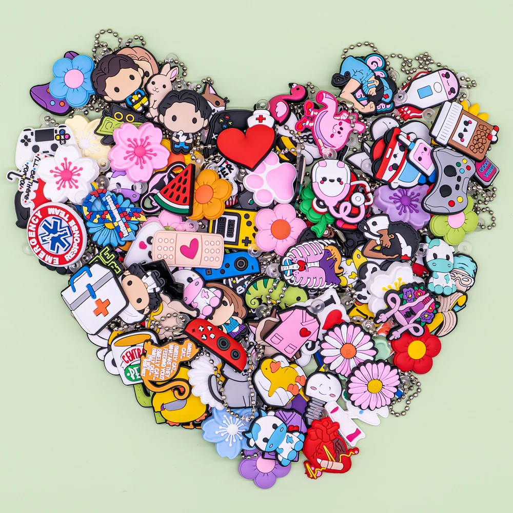 10/20/50/100PCS Random Keychain Cute Cartoon Dogs Cats Character Women Men Kids Keyring for Car Key Accessories Friends Key Gift