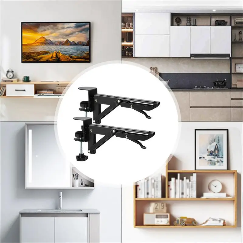 No-Punch Desktop Extension Brackets Metal Keyboard Bracket Side Clip 2X Computer Desk Extension Bracket For Home Computer Room