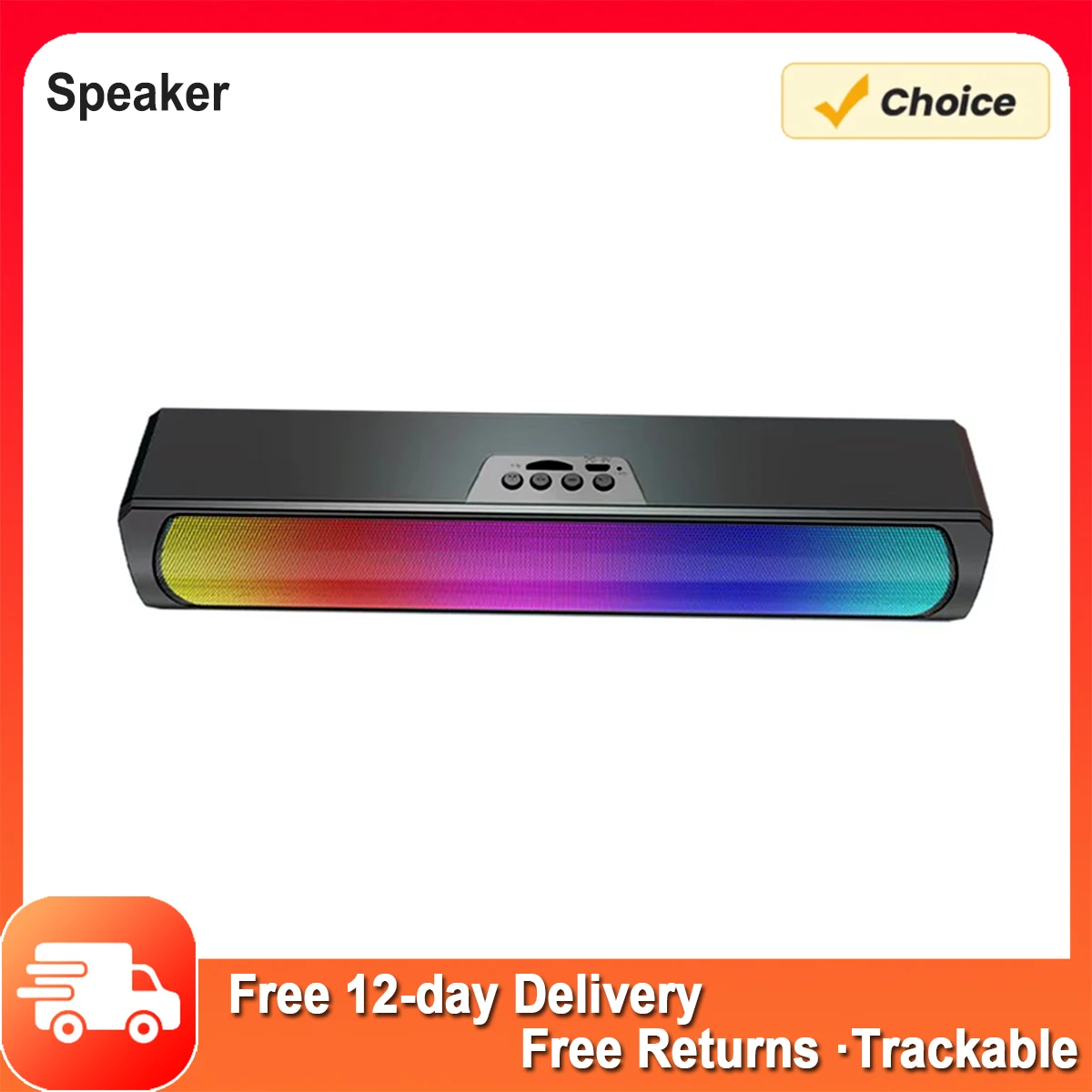 

Wireless PC Speakers with Flowing LED Lights Computer Soundbar with Stereo Sound Desk Subwoofer Speakers for Home Theater