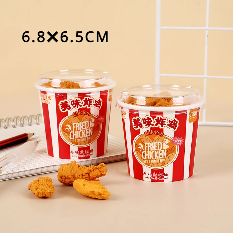 Creative Eraser Cartoon Simulation Family Bucket Fried Chicken Set Drumstick Eraser Kawaii Stationery For Kids Rubber