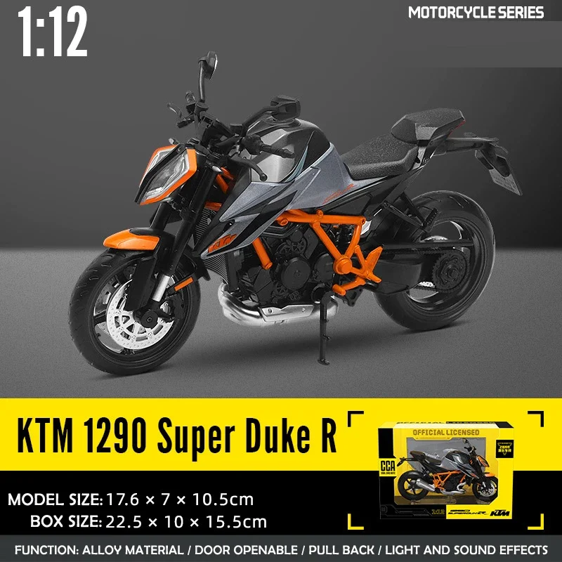 

KTM1290 Super Duke R Motocycle Model Alloy Toy 1/12 Scale Vehicle Motorbike CCA Diecast Miniature Voiture Boy Birthday Gift