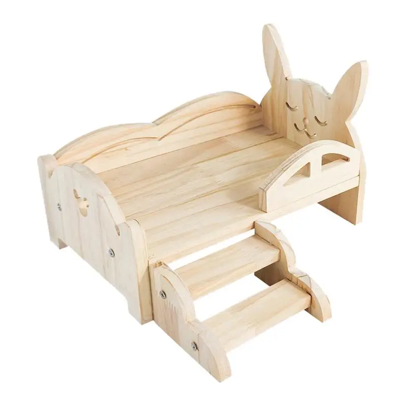 

Wooden Bunny Bed Great Materials Bunny Bed With Stairs Effortless Climb Bunny Bed Long Lasting Bunny Bed for medium sized pets