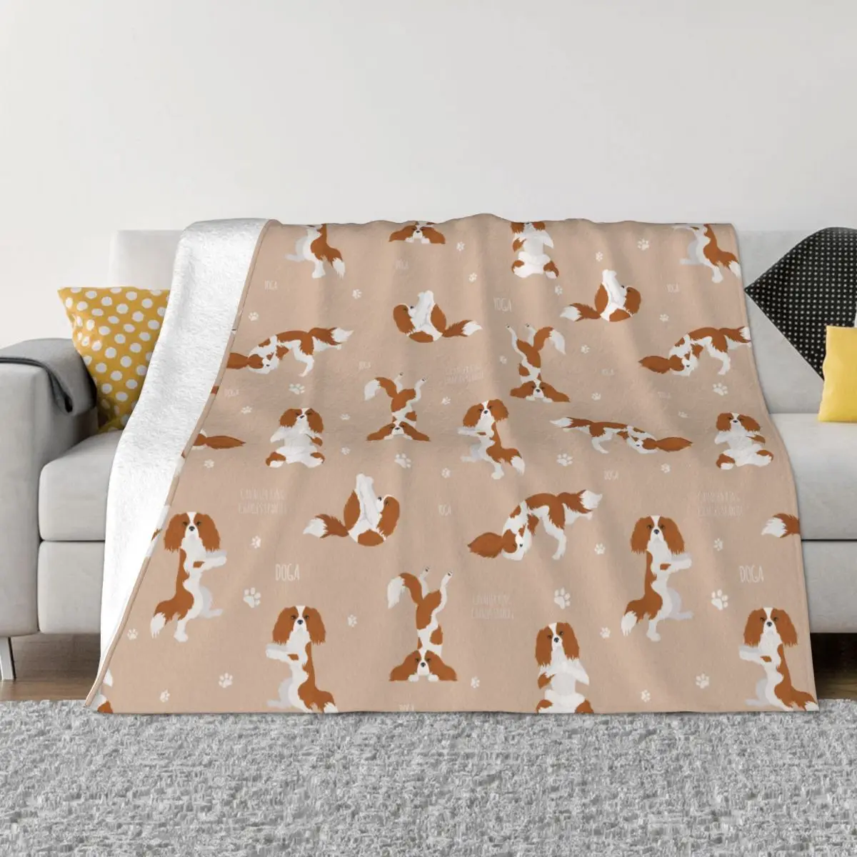 Cavalier King Charles Spaniel Blanket Flannel Autumn/Winter Animal Dog Lover Soft Throw Blanket for Bed Outdoor Bedding Throws