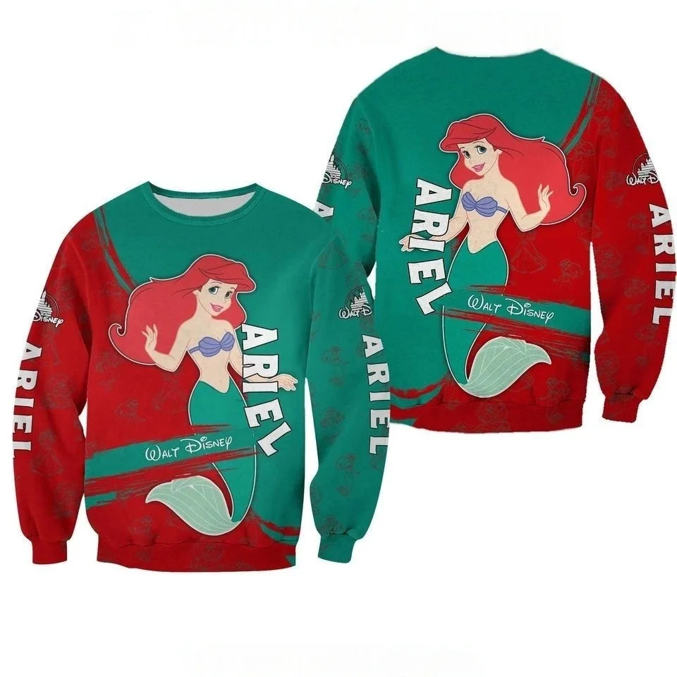 Рождественский свитер «Русалочка Ариэль», мужской и женский уродливый свитер с 3d принтом, повседневный свитер Disney, уродливый рождественский свитер