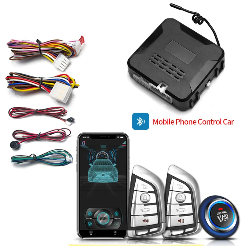 

Универсальное мобильное приложение Bluetooth PKE, бесключевой доступ, пульт дистанционного управления, кнопка дистанционного запуска и остановки, мигающий свет задней двери, оповещение о автомобильной сигнализации