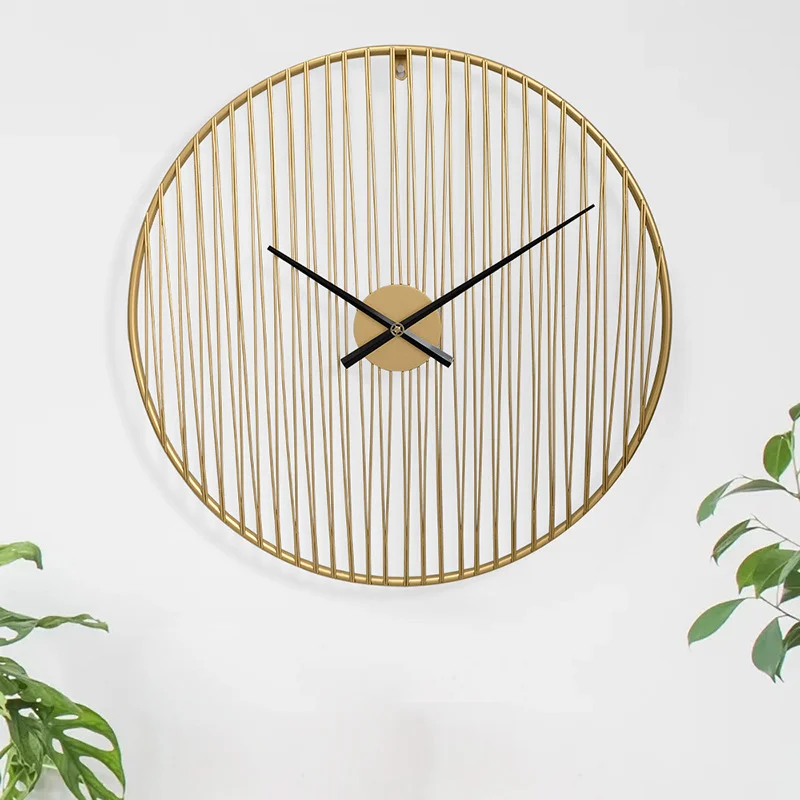 

24Inch Wall clock circular tube living room creative iron clock study metal decoration silent wall clock