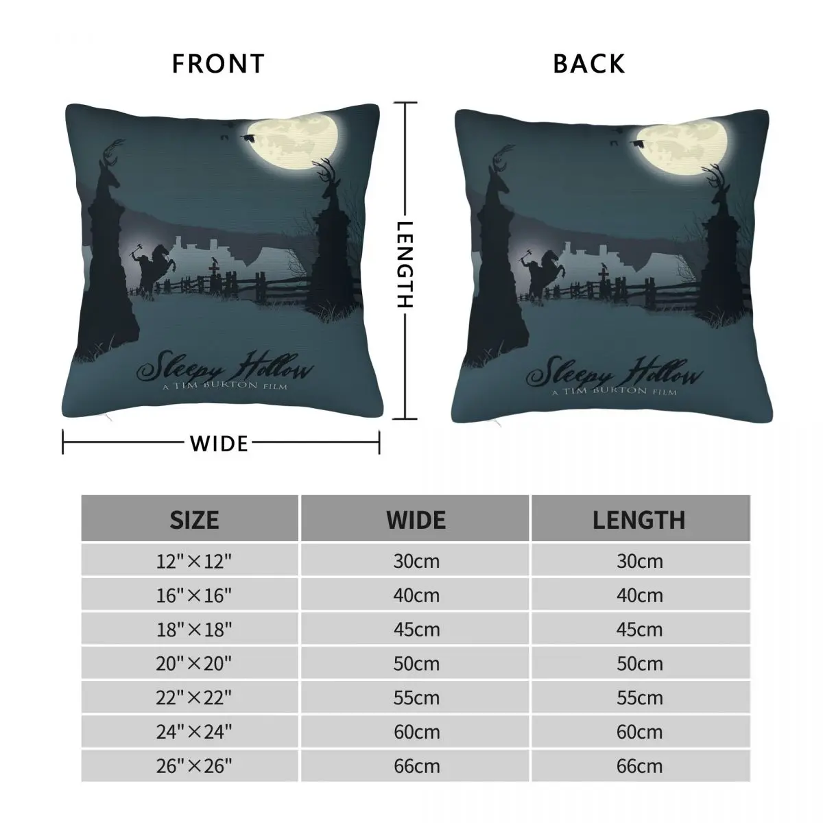 Sleepy Hollow Gothic Horror Square Pillowcase Polyester Linen Velvet Printed Zip Decor Throw Pillow Case Room Cushion Cover