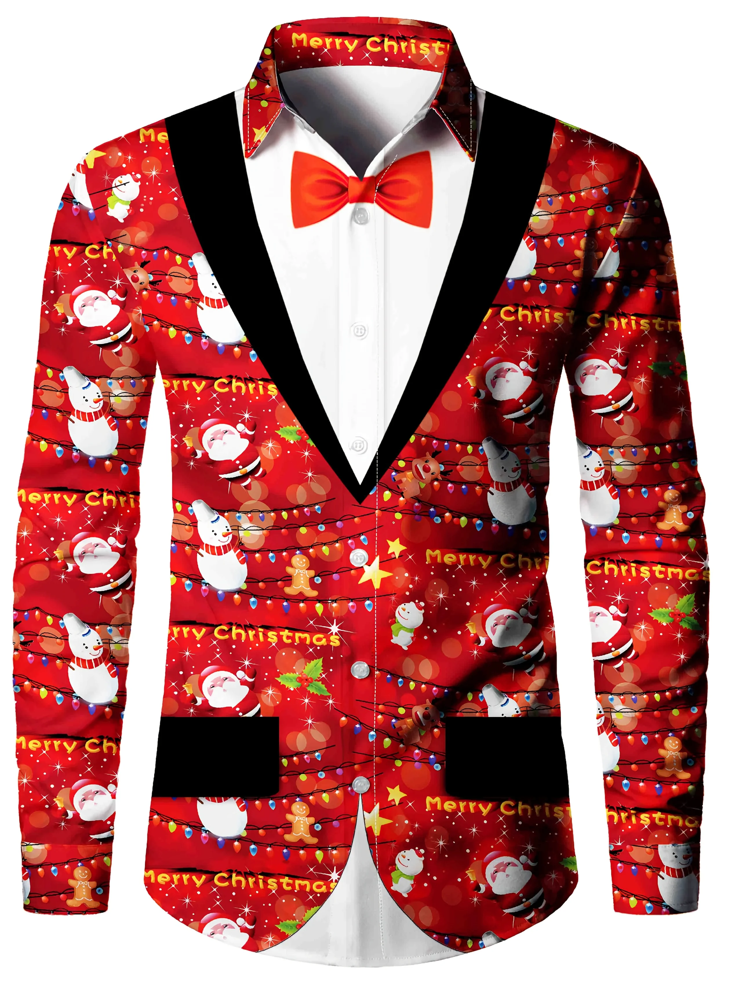 

2025 Men'S Christmas-Themed Green Ugly Sweater Shirt with Festive Christmas Snowman Design,Long Sleeve Button-Up Fall & Winter