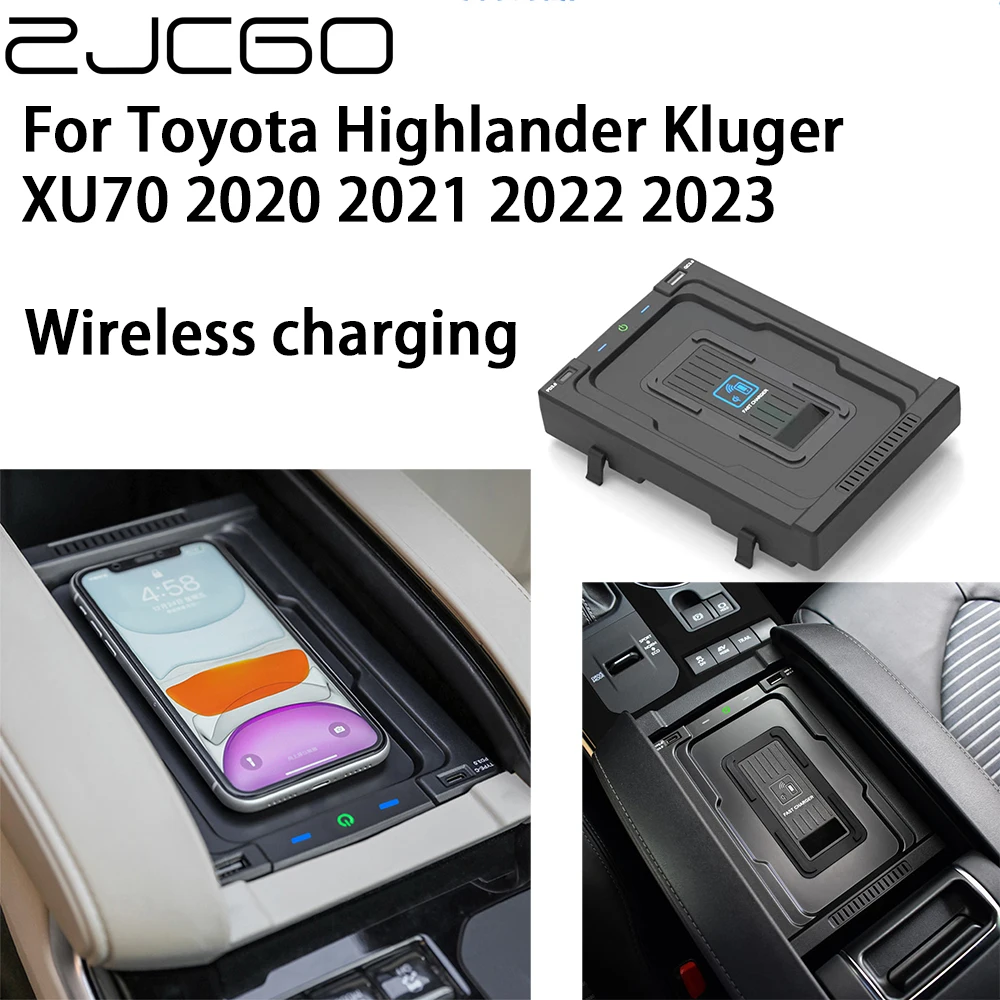 

ZJCGO 15W Car QI Mobile Phone Fast Charging Wireless Charger for Toyota Highlander Kluger XU70 2020 2021 2022 2023