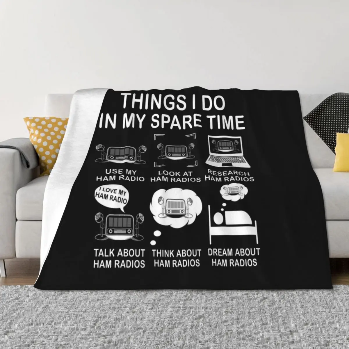 

Things I Do In My Spare Time Ham Radio Funny Operator Gift For Ham Radios Lover Throw Blanket Soft halloween Vintage Blankets