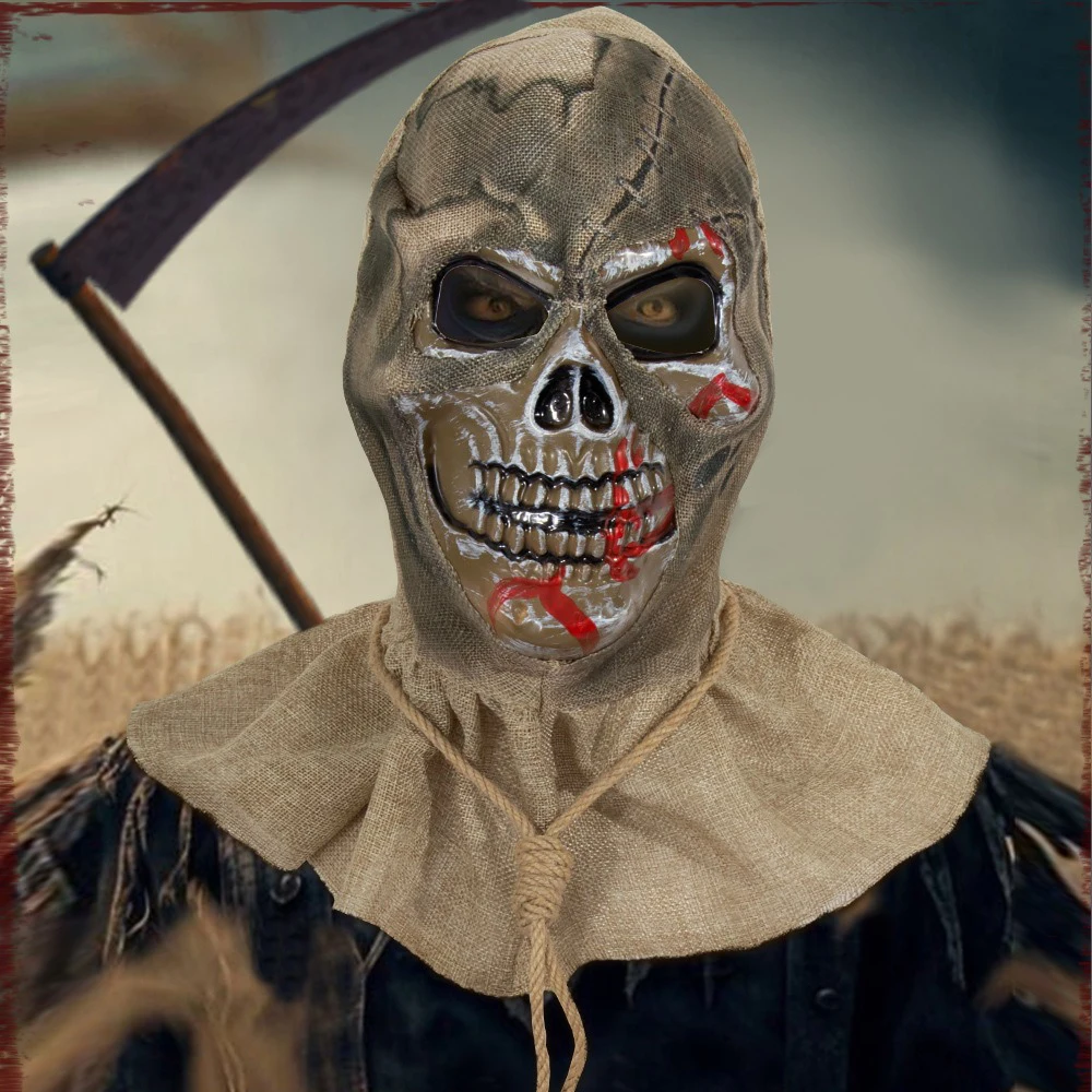 

Scarecrow Mask Set Blood Splashing Mask Skull Makeup Ball Halloween Horror Mask Performance Prop Cosplay Costumes