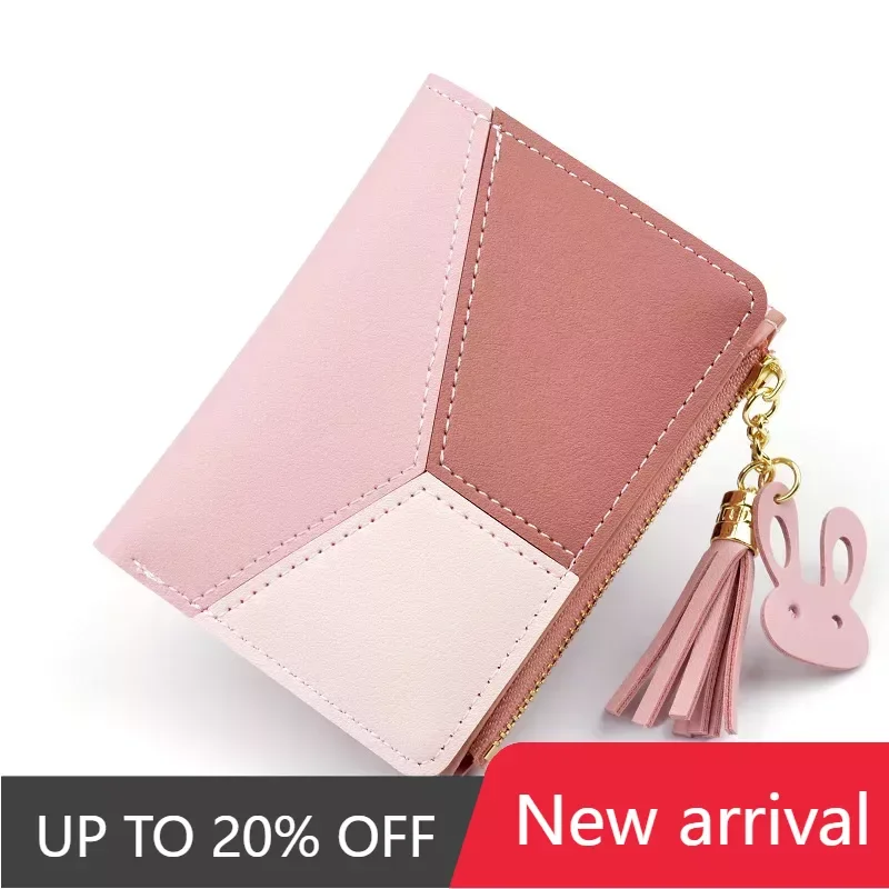 

New Arrival Wallet Short Women Wallets Zipper Purse Patchwork Panelled Wallets Trendy Coin Purse Card Holder Leather.