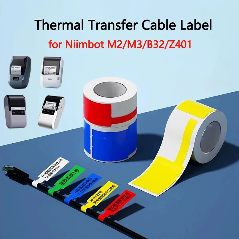 Niimbot M2/M3/B32/Z401 Cable Label Printing Paper Communication Network Wire Classification Self-adhesive Heat Transfer Label
