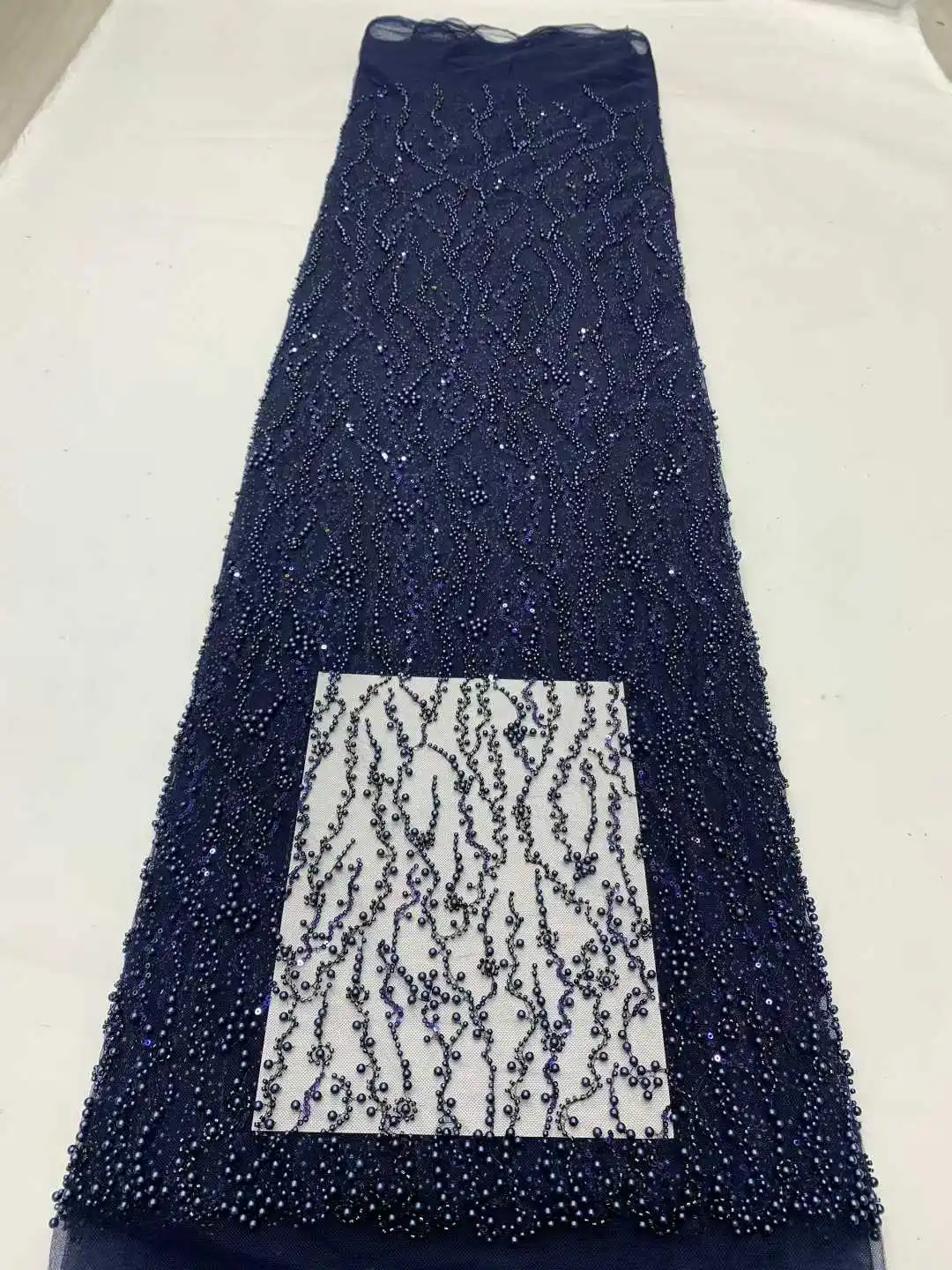   قماش دانتيل فرنسي 2025 تول عالي الجودة خرز لؤلؤ دانتيل 5 ياردات دانتيل شبكي ترتر أفريقي فاخر للنساء فساتين سهرة