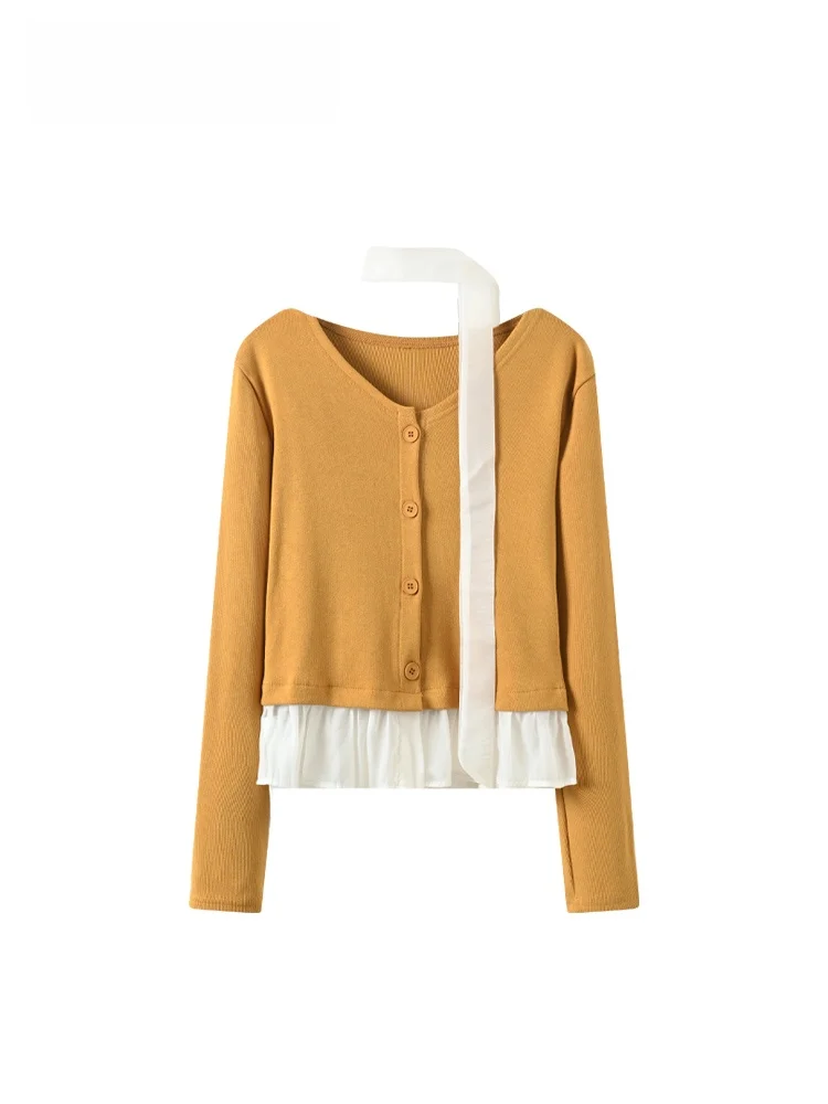 

plus Size Women's V-Ne Long Sve Knitwear Versatile Slimming Spring Faion Gentle Sle Cotton Thiened Autumn Wear