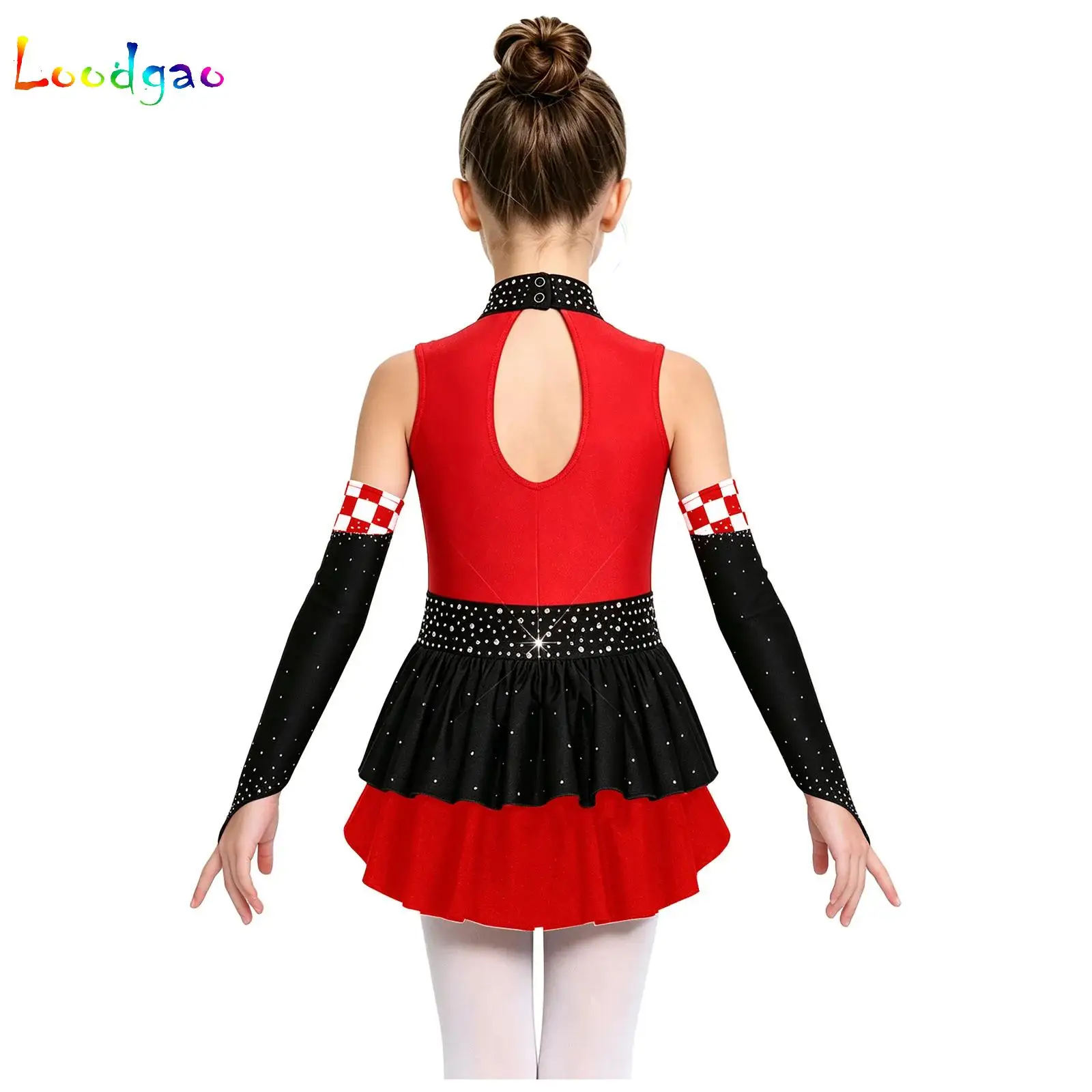 

Kids Girls Ballet Leotard Sparkly Rhinestones Plaid Racer Dress Up Costume Shiny Rhinestones Dance Bodysuit for Cosplay Theme
