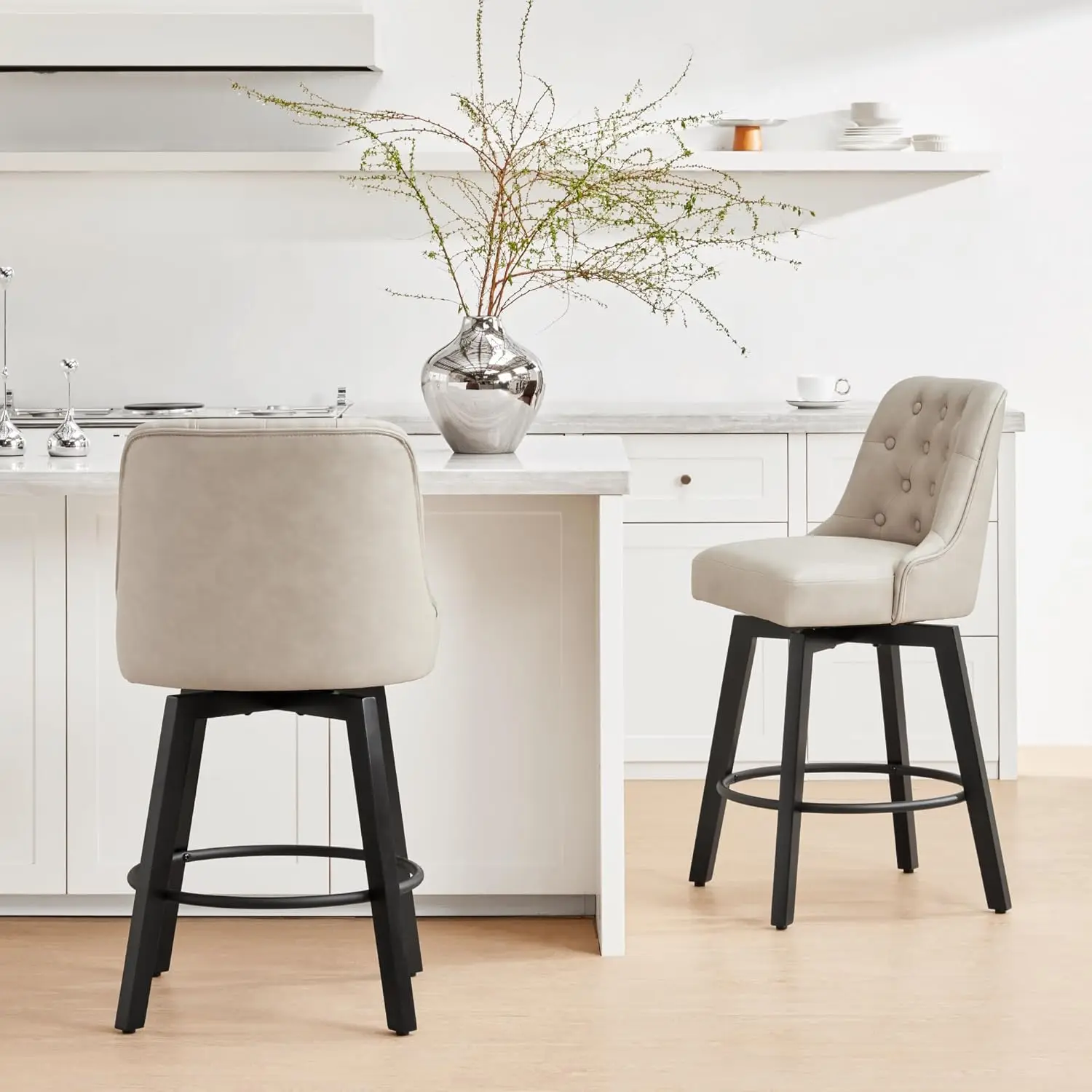 Counter Height Swivel Barstools with Back,26