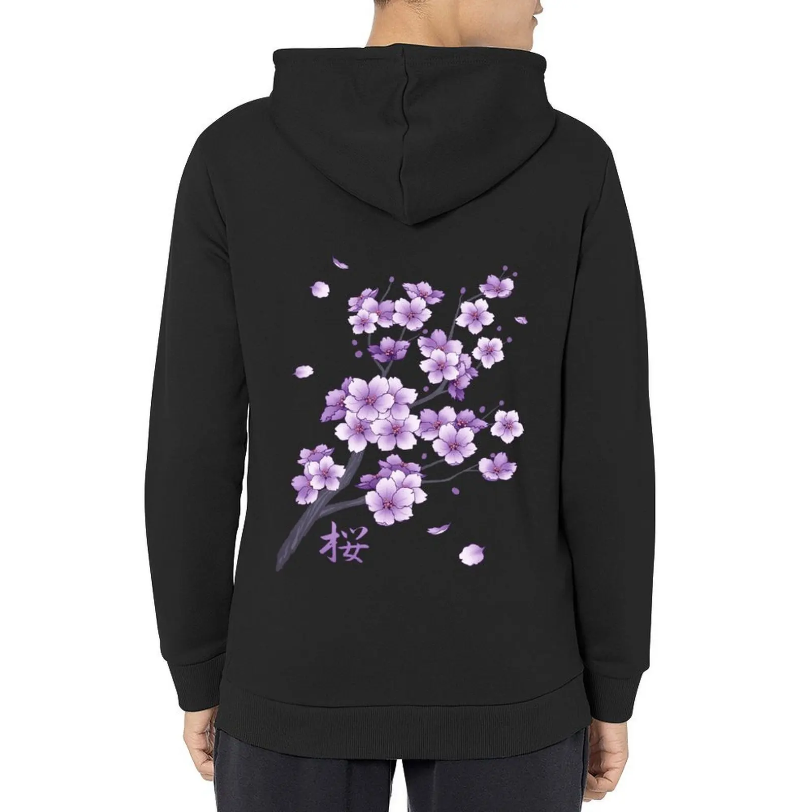 

Falling Purple Sakura Cherry Blossom Branches Hoodie men's coat men wear clothes for men new in hoodies and blouses