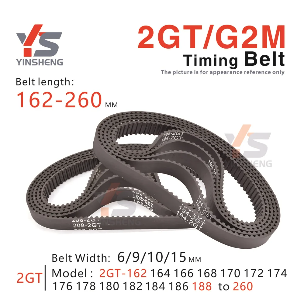 

162-260mm 2GT Timing Belt used for DIY or CNC,3D printers and other small transmission devices. G2M Synchronous Teethed Belt