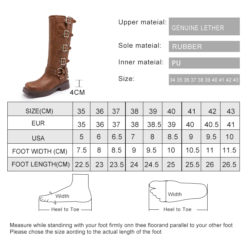 AIYUQI Western Cowboy Boots Women Vintage New Genuine Leather Knight Boots Women Square Toe High Boots Buckle Boots Women