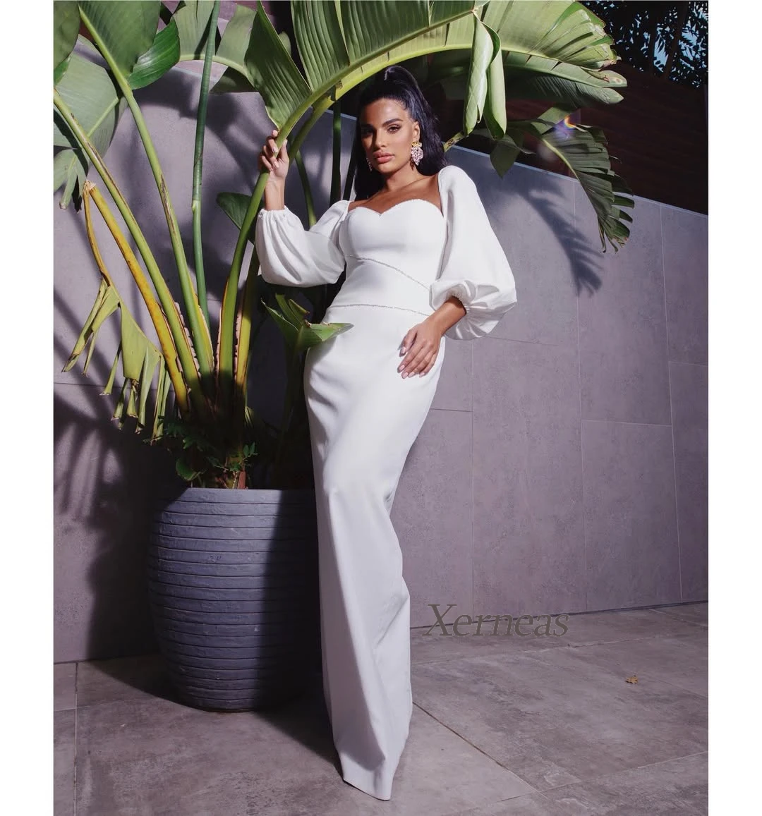 Customized Beaded Evening Dresses Strapless Elegant Prom Dress for Women with Full Sleeve Long Night Gowns for Special Occasions