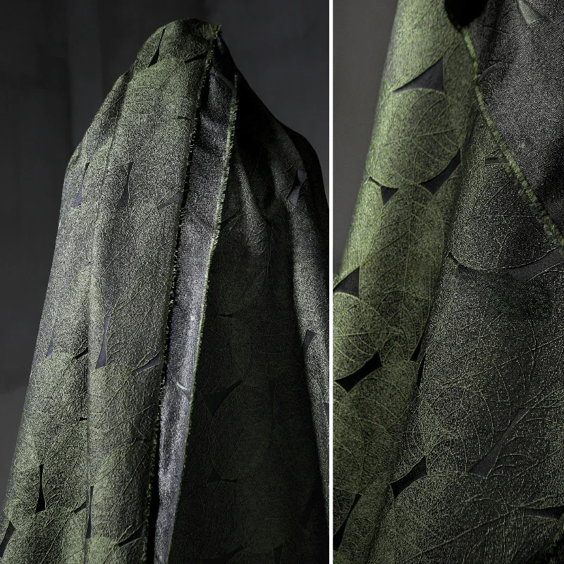 Gradient Green Tree Leaves  Linear Jacquard Fabric  Reconstructed Texture  Chinese Style Creative Outerwear Fabric