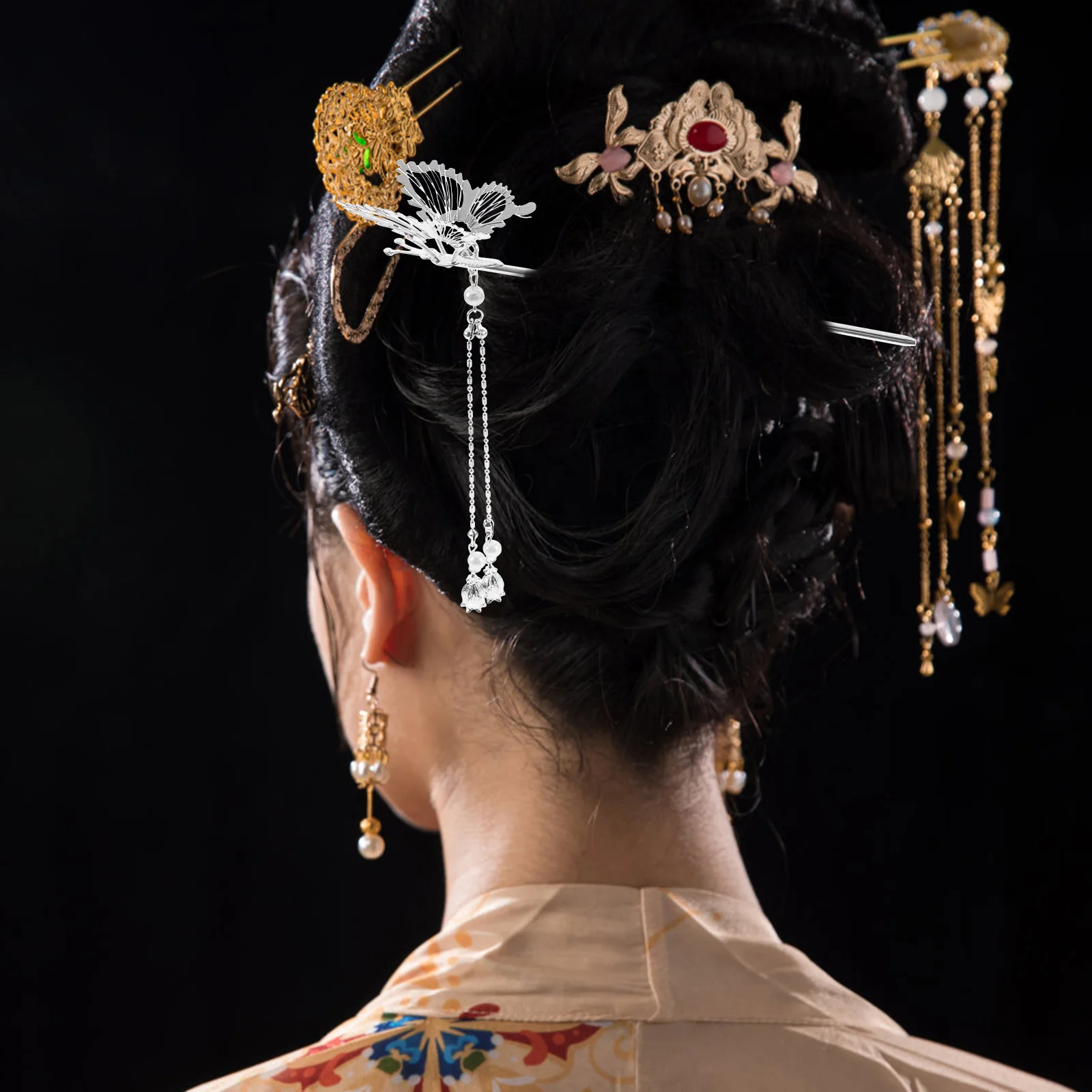 

2 Pcs Hairpin Accessories Stick Sticks Chinese for Buns Silver Vintage Women's Hairpins Hanfu