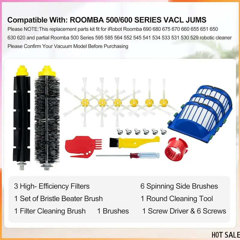 A24R الأسطوانة فرشاة الجانب فرشاة تصفية قطع الغيار ل اي روبوت رومبا 600 سلسلة 610 620 630 645 650 655 660 680 500 سلسلة روبوت Va