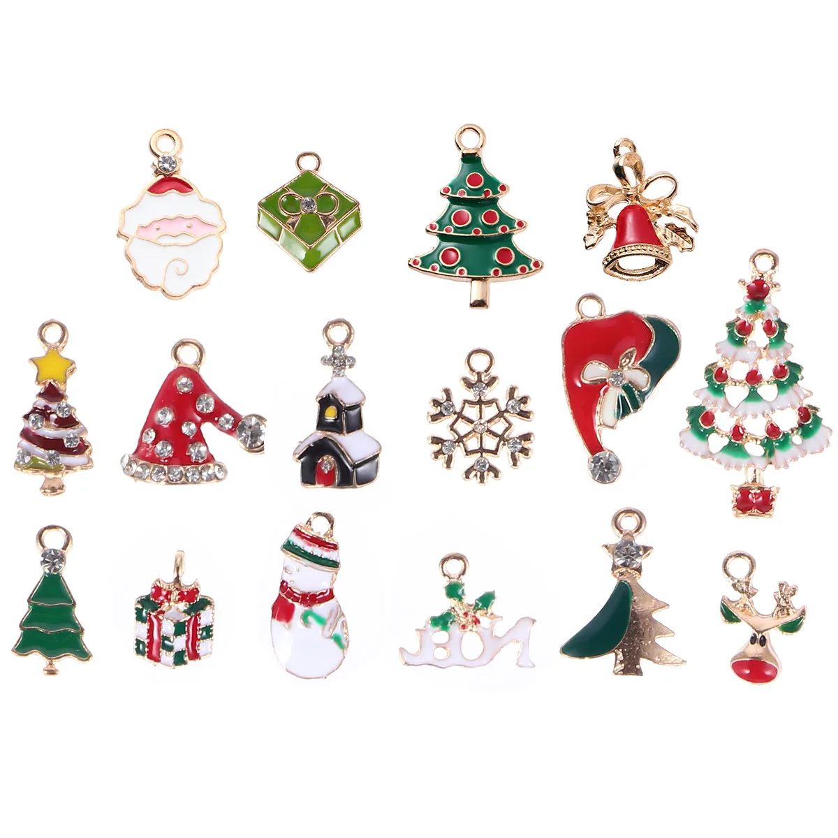 

16pcs Christmas naments Alloy Pendant Charm DIY Necklace Key Chain Jewelry Making Pendants H made Crafts Durable Creative