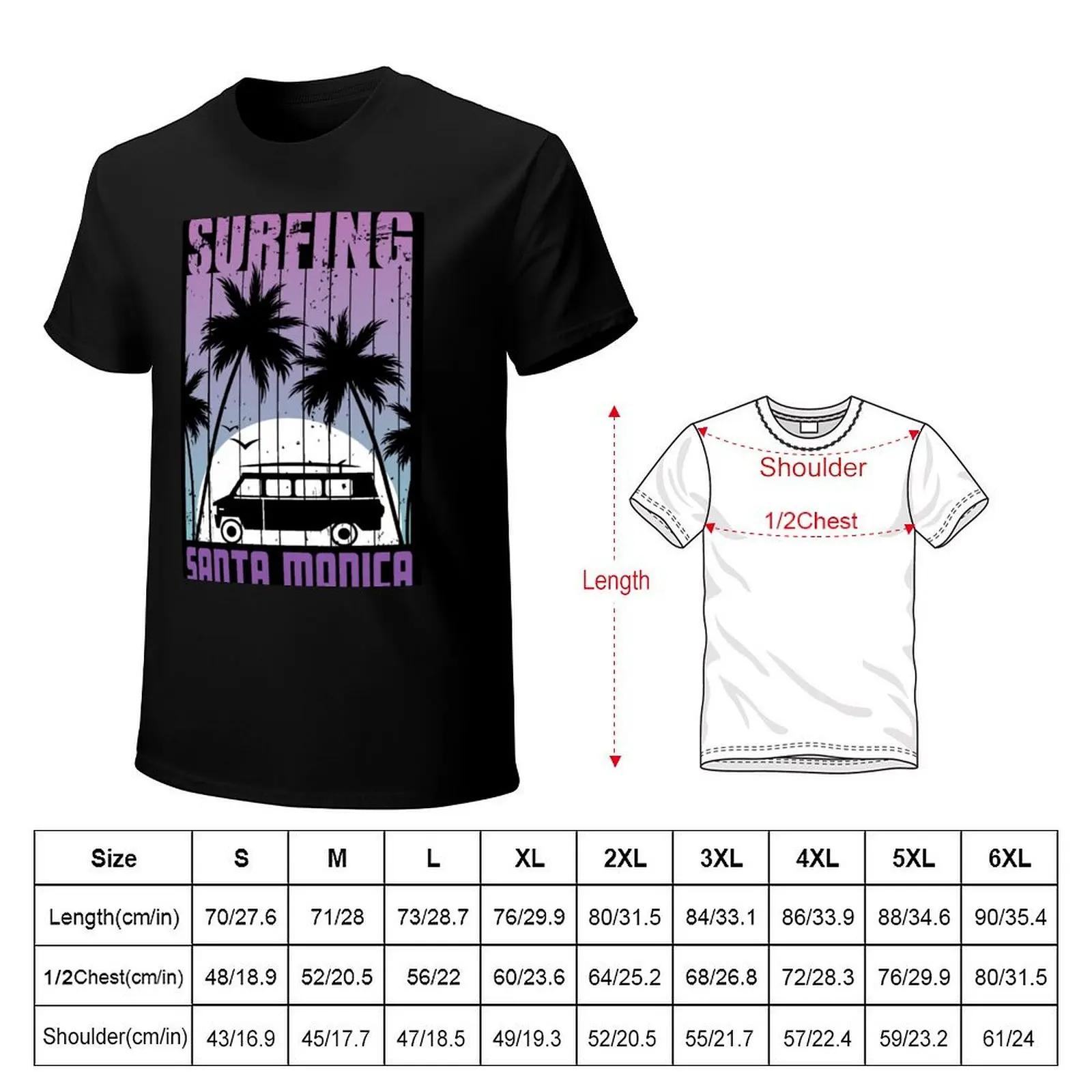 Santa Monica Beach, California, Sunshine and Surfing T-Shirt funny t shirts cotton T-Shirt