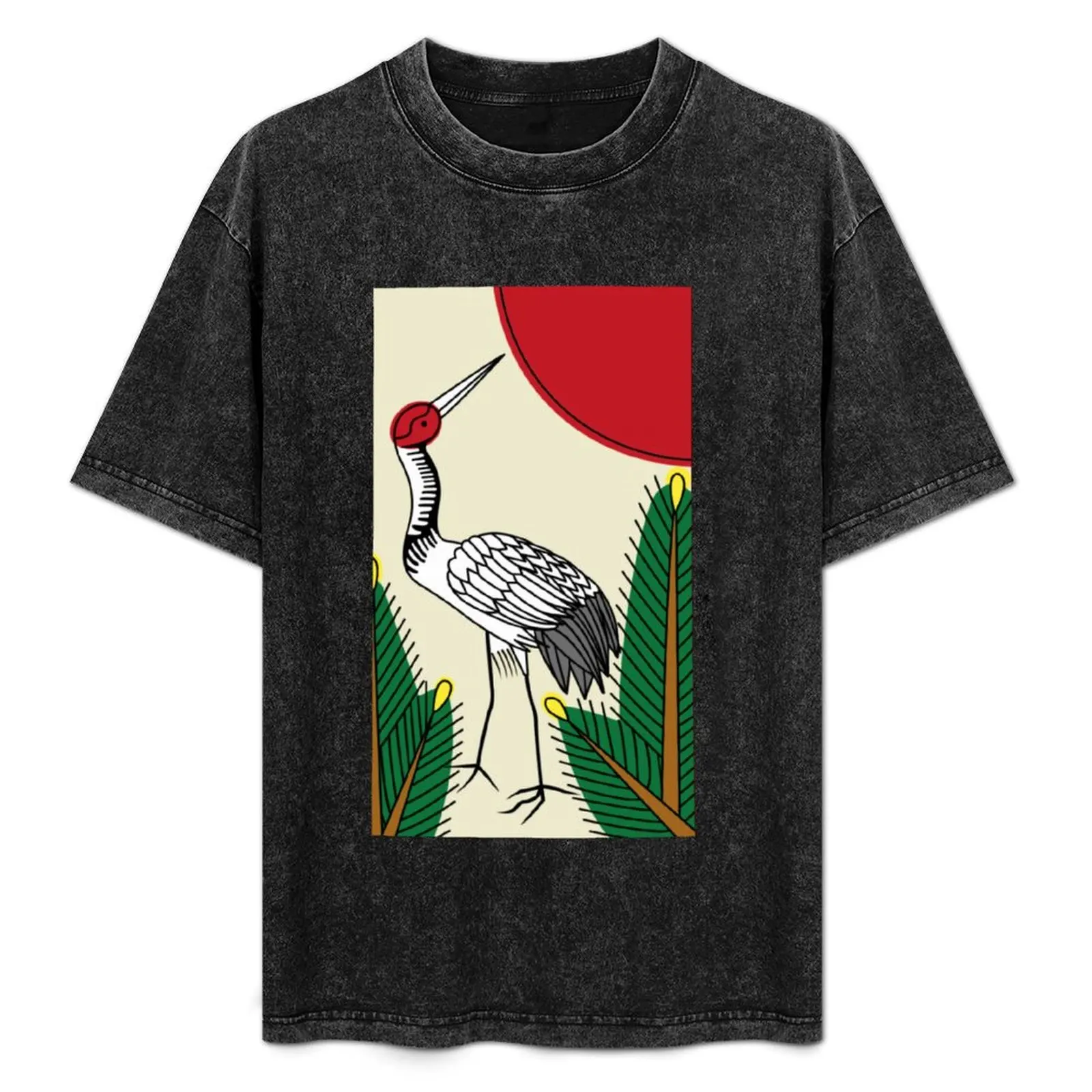 

Футболка Battle of Flowers (Hanafuda/Hwatu) - January (Crane and Sun) - повседневная легкая футболка с короткими рукавами