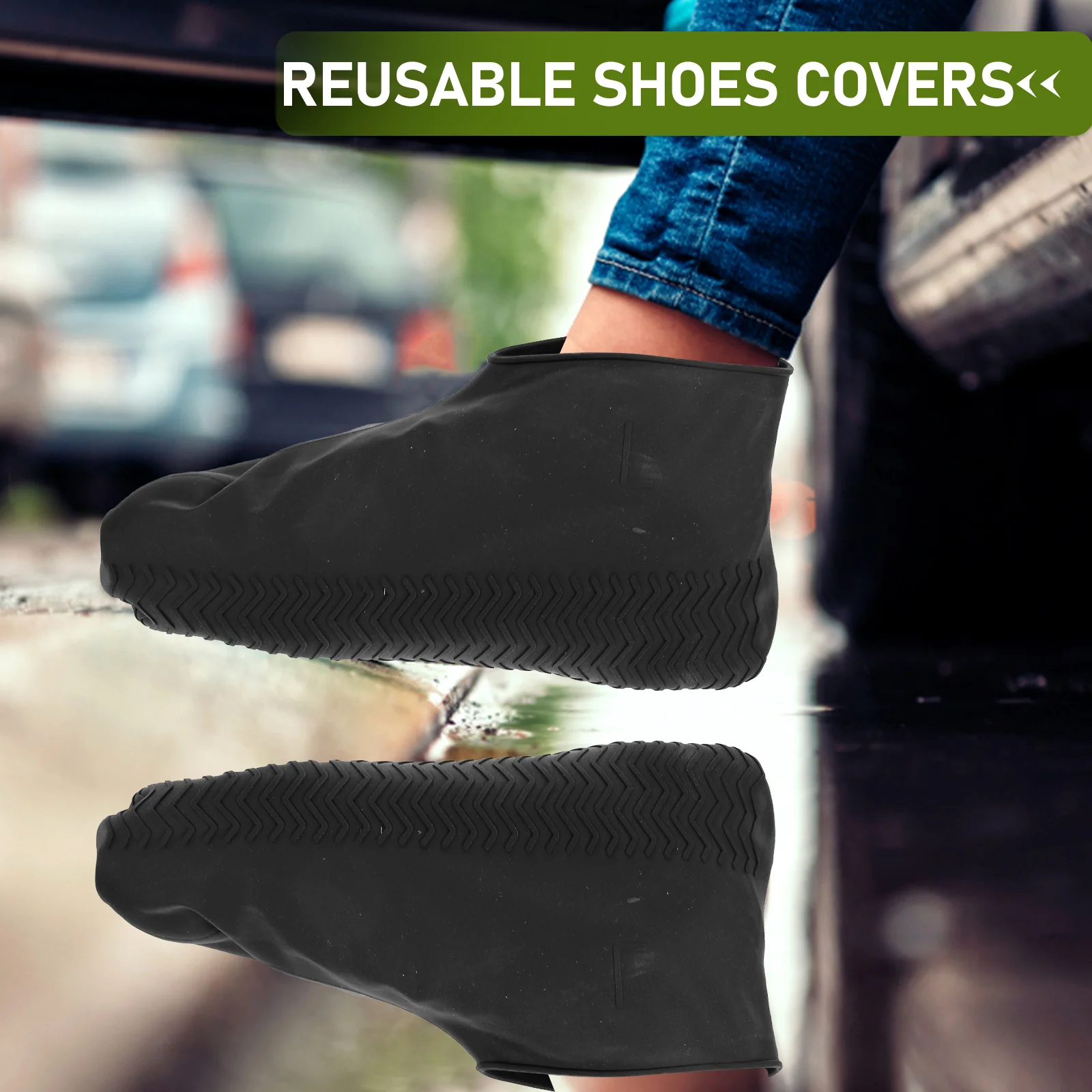 

Silicone Waterproof Rain Shoes Cover Reusable Non- Overshoes For Against Mud And Water