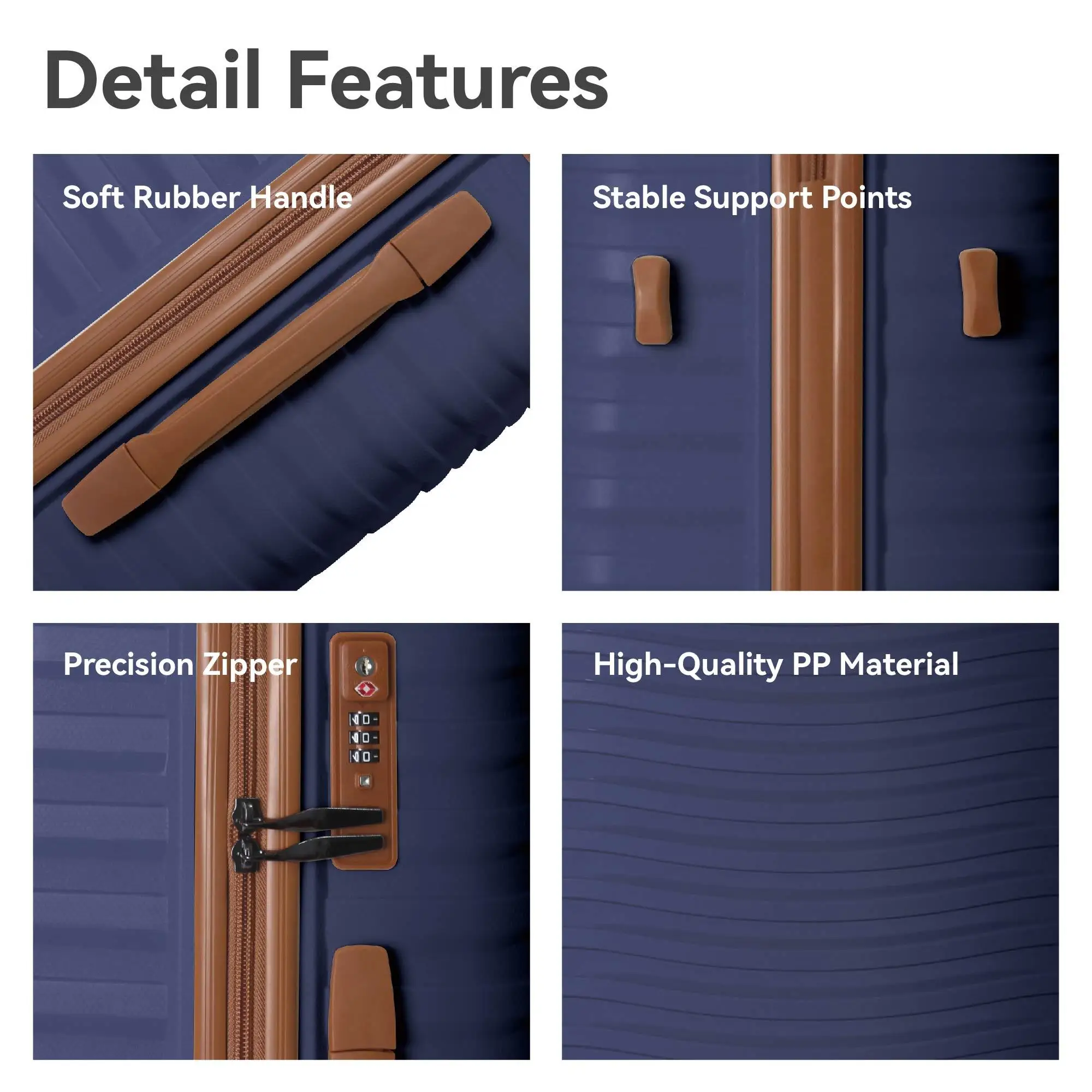 Set di valigie multicolori da 3 pezzi 20 24 Valigia rigida in polipropilene da 28 pollici 4 ruote girevoli Lucchetto TSA Viaggi d'affari Famiglia