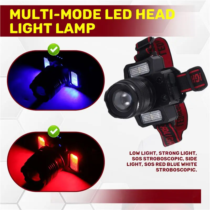 ABKS-1 Set Rechargeable Head Light Camping Headlamp 360° Adjustable Angle Headlight Flashlight Motion Sensor For Fishing