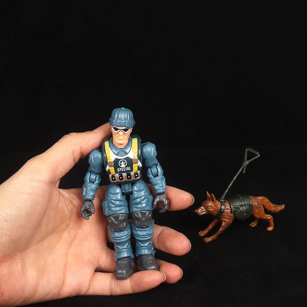 Modèle de soldat militaire mobile à articulations de 10CM, jouet avec armes, scène de bureau pour chien, petit ornement, ensemble de modèles militaires, figurines d'action