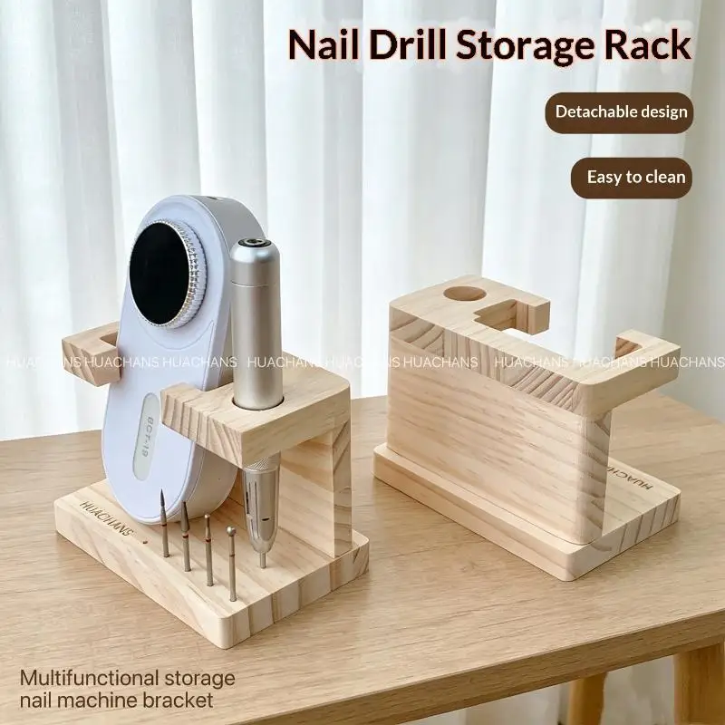 Portable Wooden Nail Drill Bits Holder 1Pcs Manicure Tool Storage Rack for Travel Home DIY Nail Art view 4