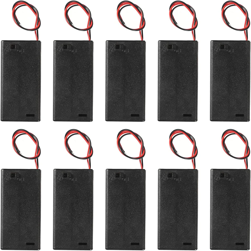 10pcs AA Battery Holders with ON/Off Switch 2X AA Battery Holder with Cover 3V AA Battery Holder with Leads