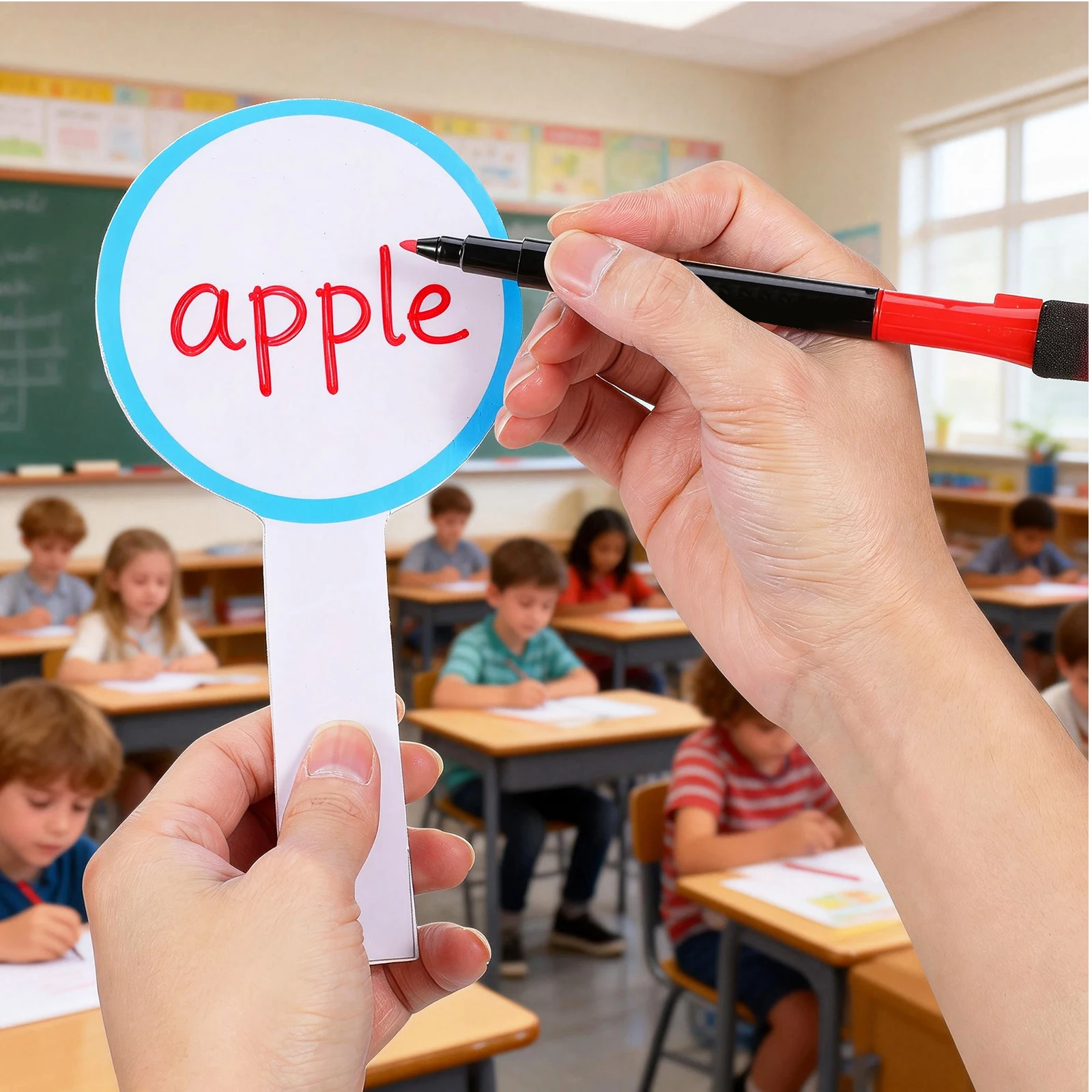 6pcs Round Handheld Whiteboard Reusable Dry Erase Board For Voting Scoring Judges Game Classroom Auctions Diy Writing Tool