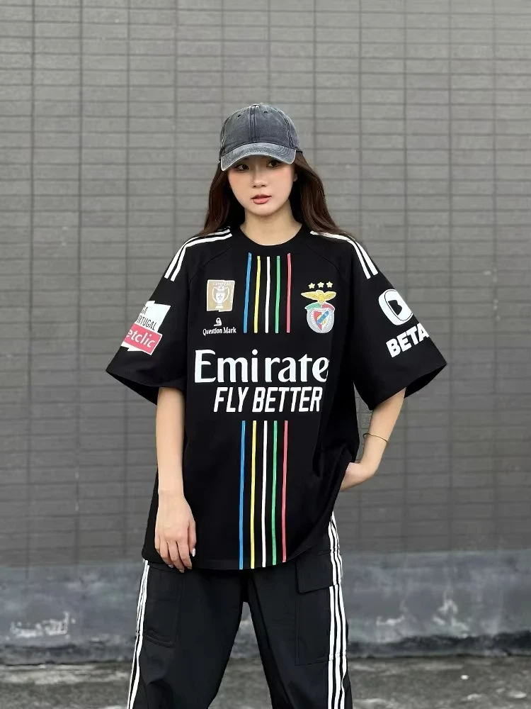 

2025 American retro jersey, loose 3D print, suitable for men and women in summer, quick-drying and breathable sports T-shirt.