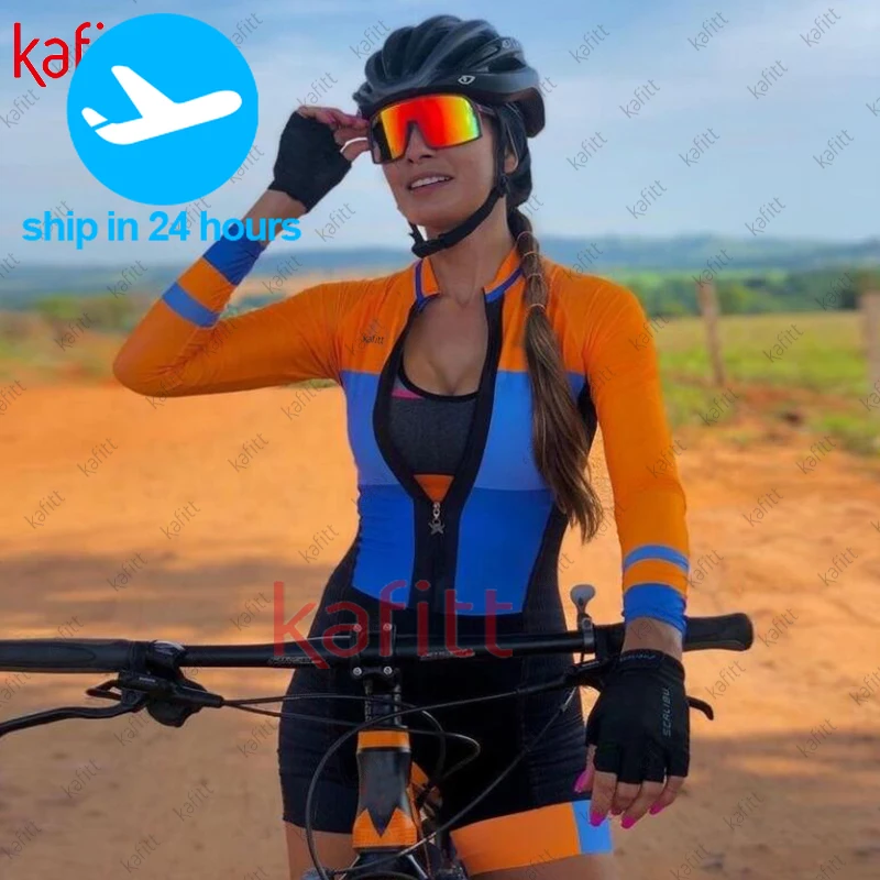 Kafitt  Ladies Cycling Jersey Lycra De Cycling Mujer Cycling Shorts Leotard Fashion macaquinho ciclismo feminino manga longa