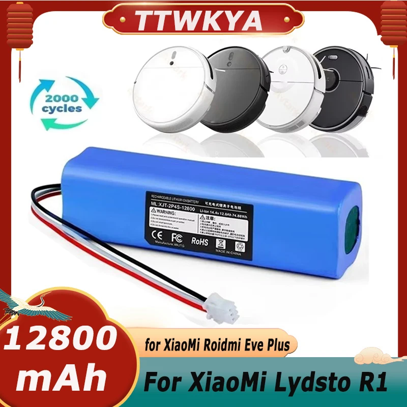 

Replacement For XiaoMi Lydsto R1 Roidmi Eve Plus Viomi S9 Robot Vacuum Cleaner Battery Pack Capacity 12800mAh Accessories Parts