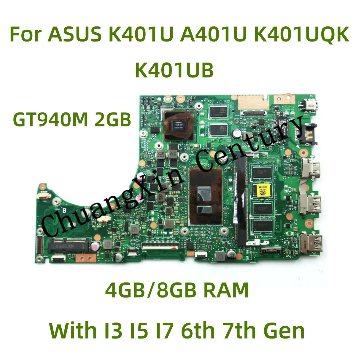 K401UB motherboard for ASUS K401UB A401U K401UQ A401UQ V401UQ K401U laptop with I3 I5 I7-6TH/7TH CPU GT940M 2G GPU 4GB/8GB RAM