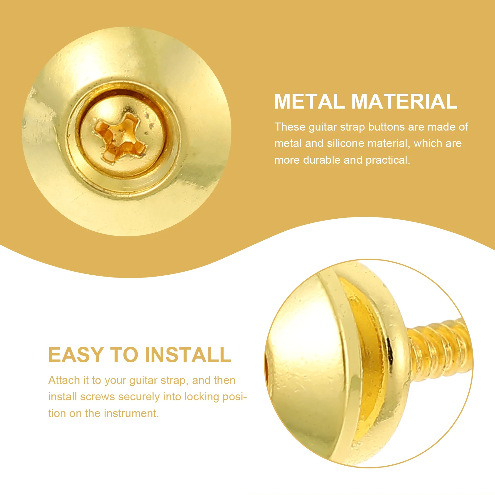 

2pcs Metal Buttons Locking Repair Kit for Electric Acoustic Guitar Durable Smooth Surface Easy Install No