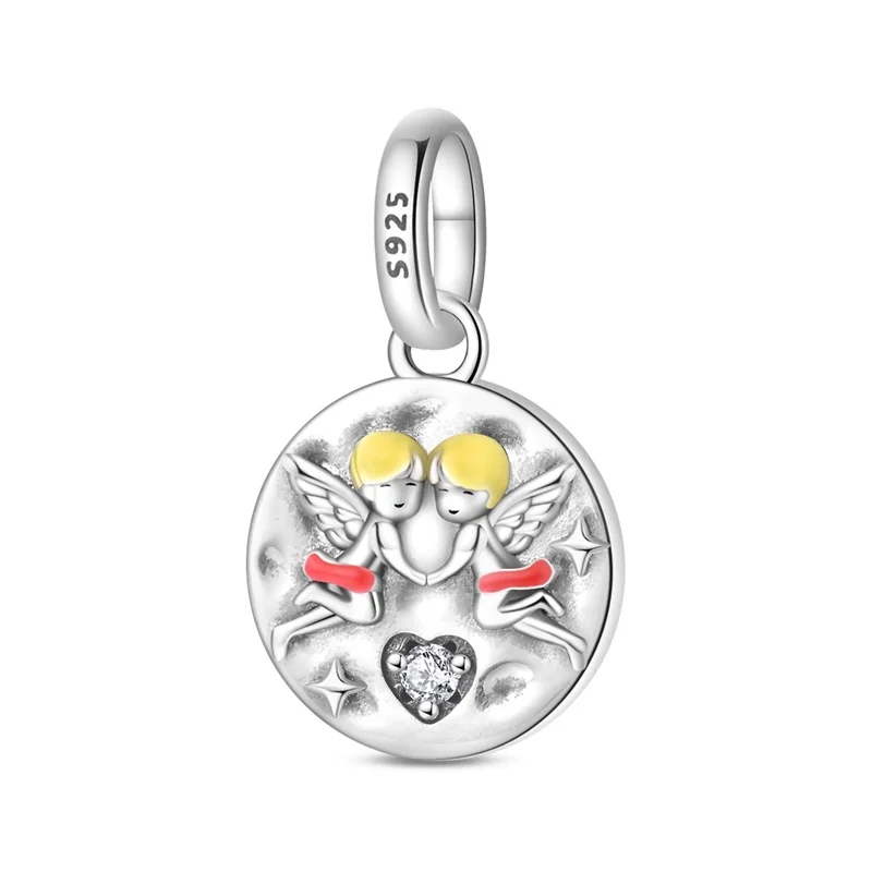 

New 925 Sterling Silver Lucky Angel Talisman Charm Beads Dangle Fit DIY Original Bracelet Women Birthday Jewelry Gift