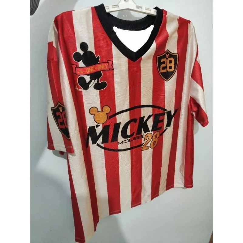 

Спортивная одежда с героями мультфильмов Микки Мауса для мальчиков и девочек, свободная, с v-образным вырезом, повседневная, легкая, дышащая, быстросохнущая верхняя одежда, 3D-печать