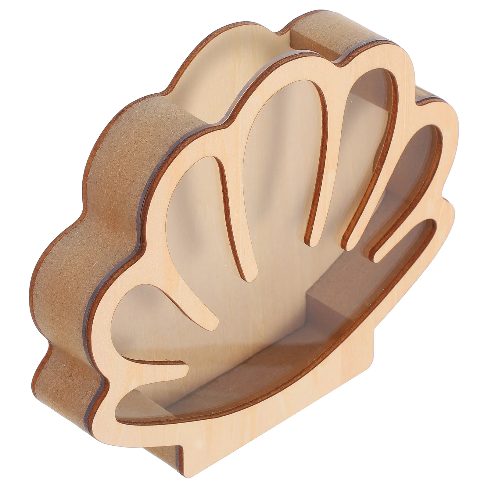 

1pcs Wooden Storage Box Shell Shaped Display Case Seashell Holder Multi use Decorative Container Versatile Home Storage