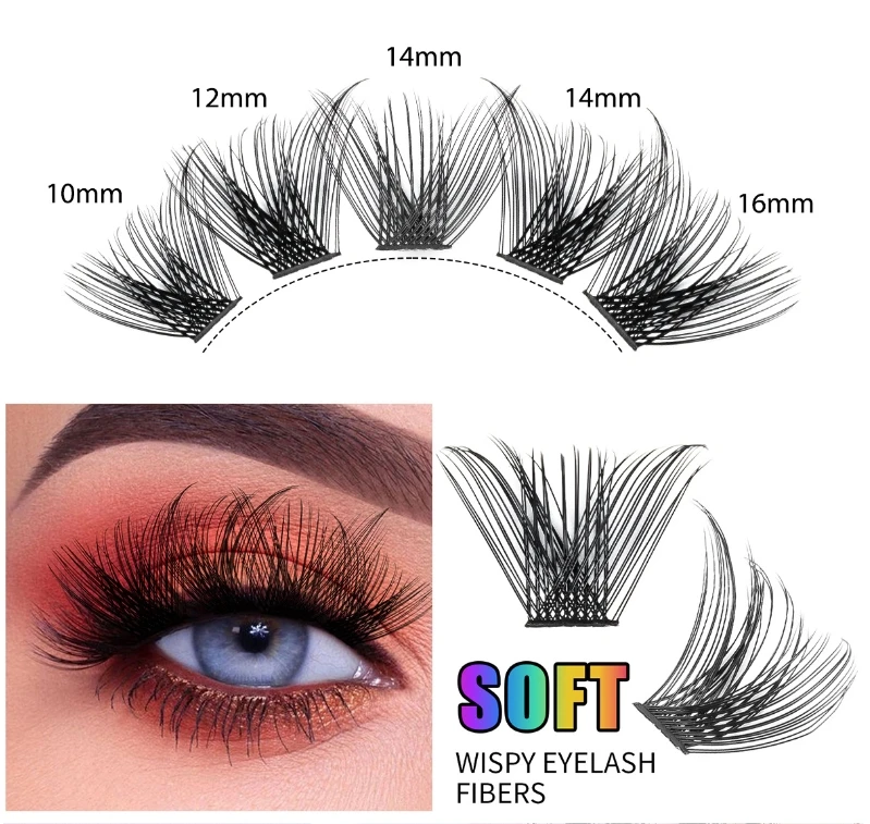 MIAOJIE  Individual Lashes Eyelash Book Clusters Extensions False Eyelash DIY at Home Cluster Eyelash Extensions Makeup