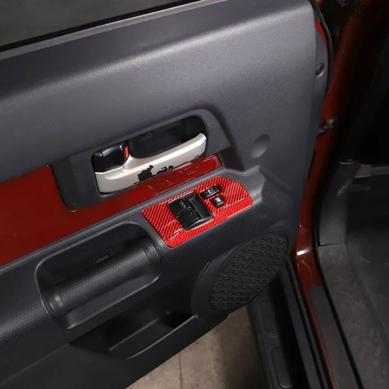 For Toyota FJ Cruiser 2007 - 2021 Glass Lift Button Decorative Frame Sticker Soft Carbon Fiber Interior Accessories 3 Pcs 5